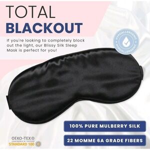 Blissy Silk Sleep Mask Black 100% Pure Mulberry Silk 22 Momme 6A Grade New Box